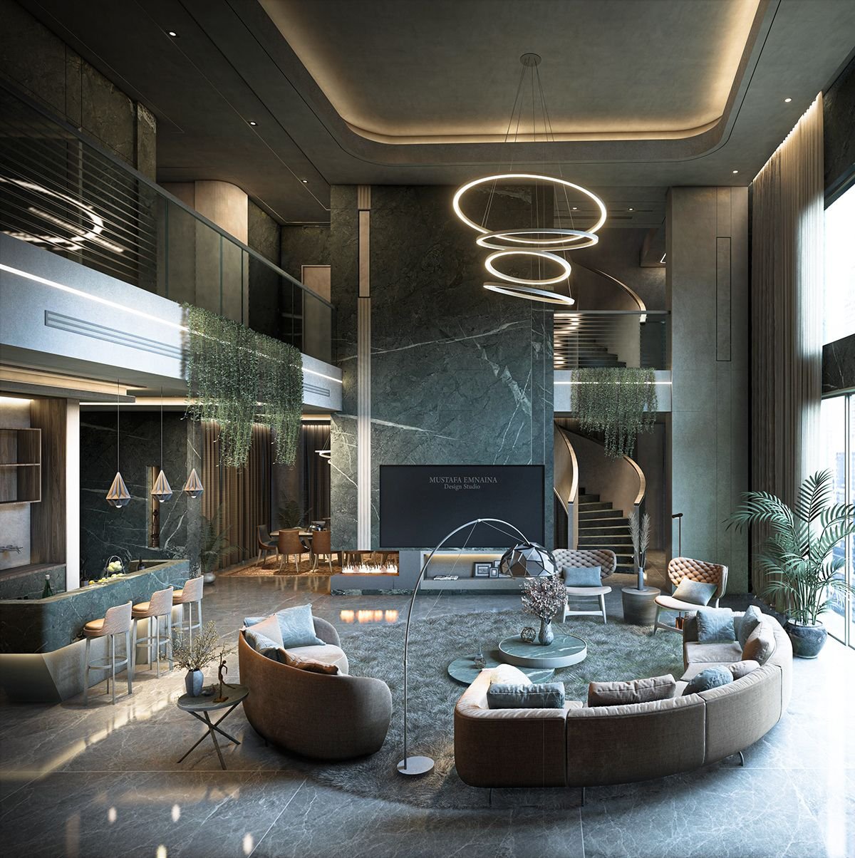 Penthouse residence with floor-to-ceiling glass and terrace