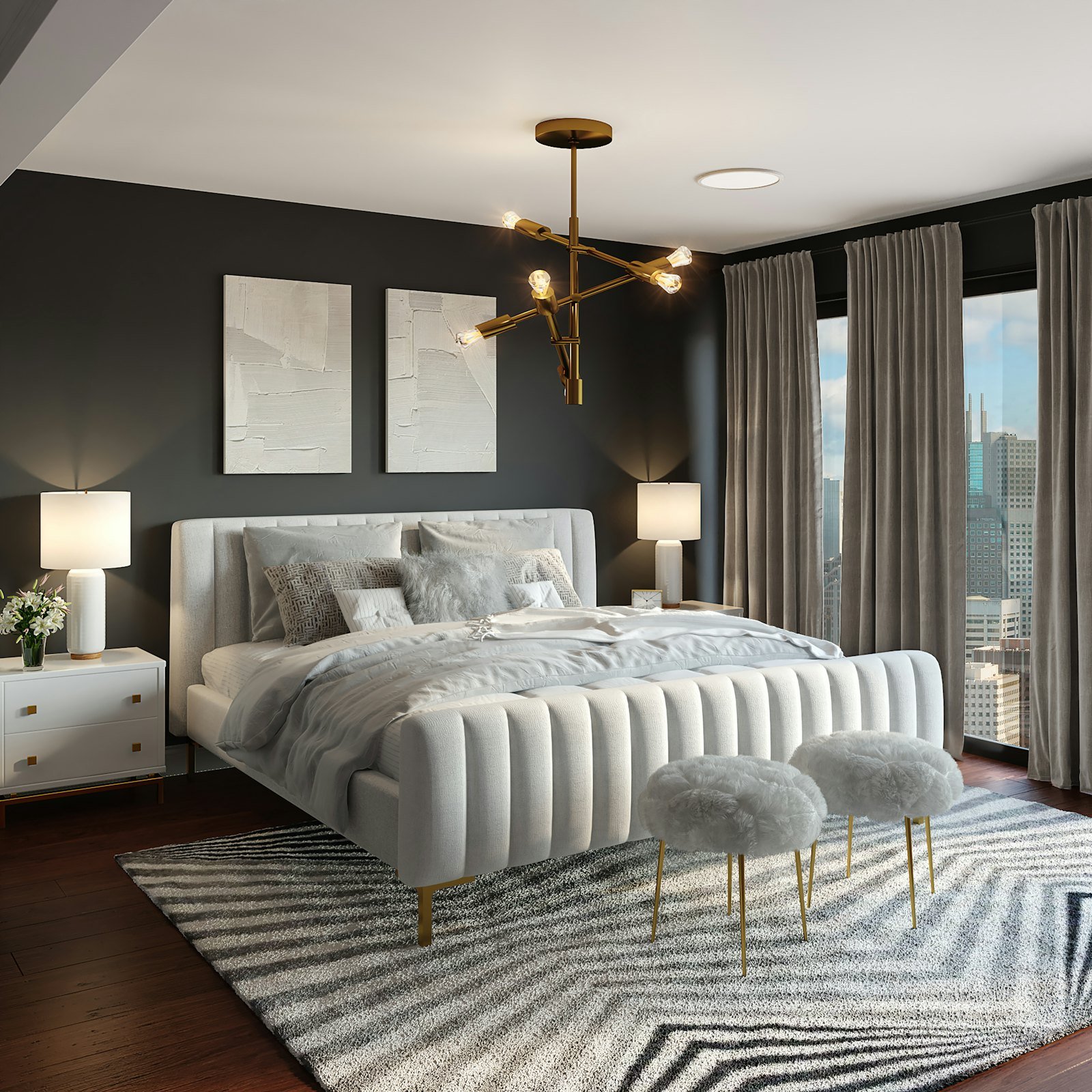 Primary suite with soft linens and a quiet garden outlook